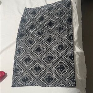 Geometric Pasley Black and White Skirt